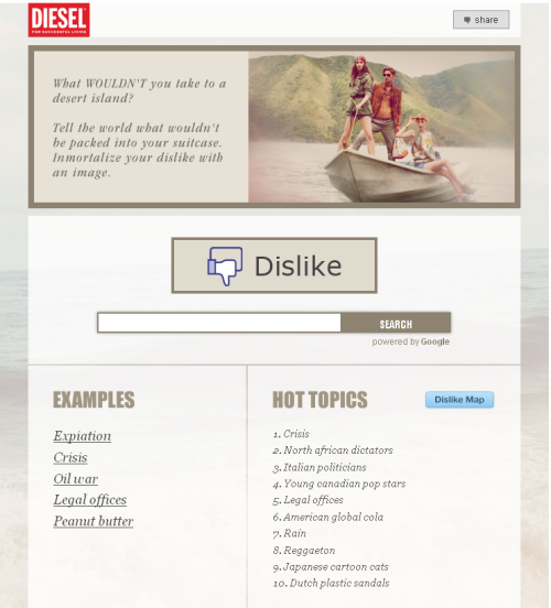 diesel facebook app dislike